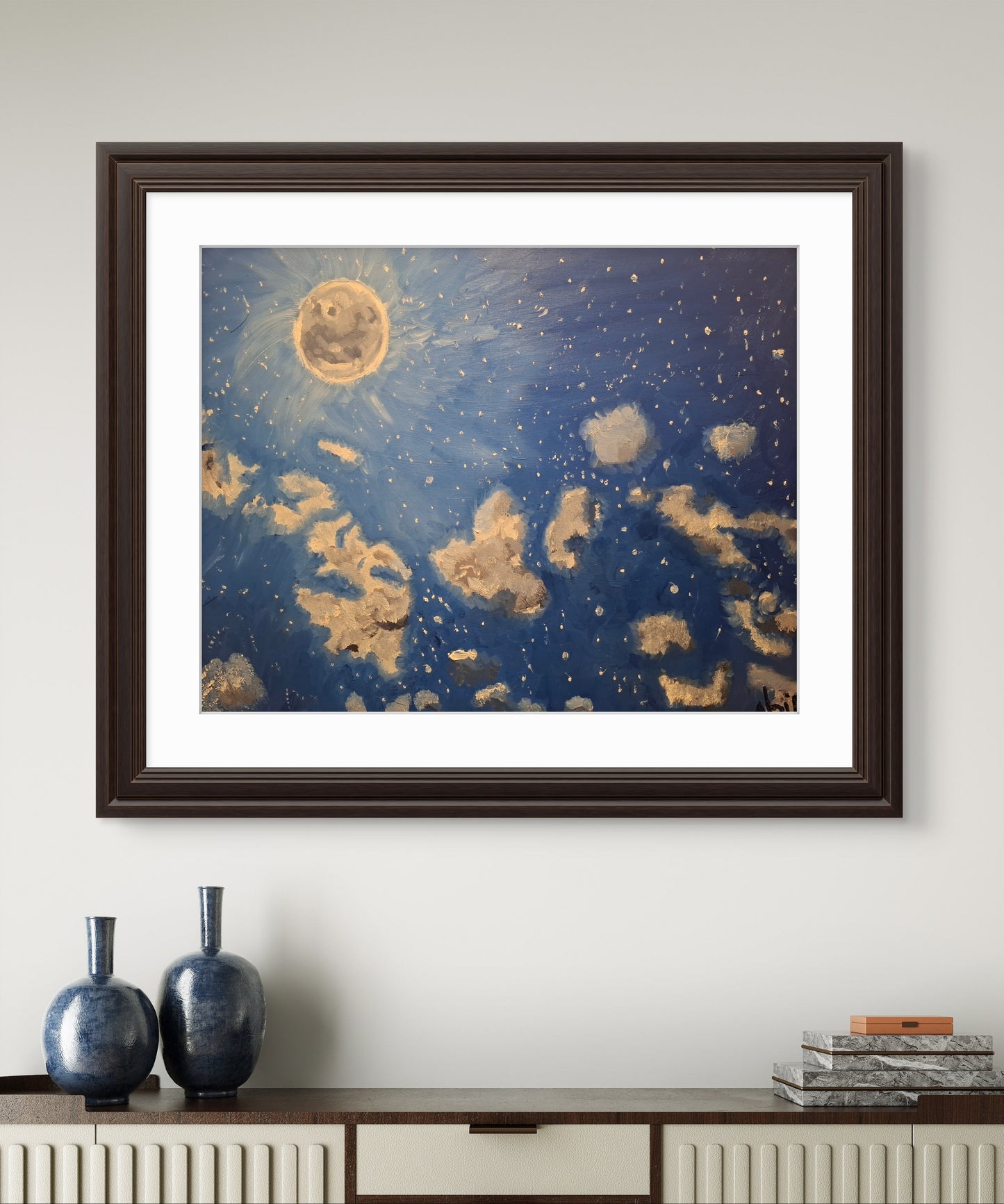 Mystical Moon - Original Oil Painting 27.5x19.5 Canvas Art