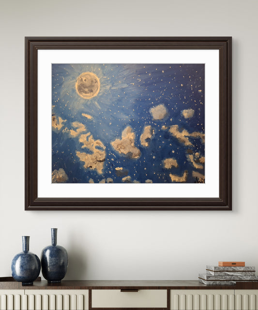 Mystical Moon - Original Oil Painting 27.5x19.5 Canvas Art