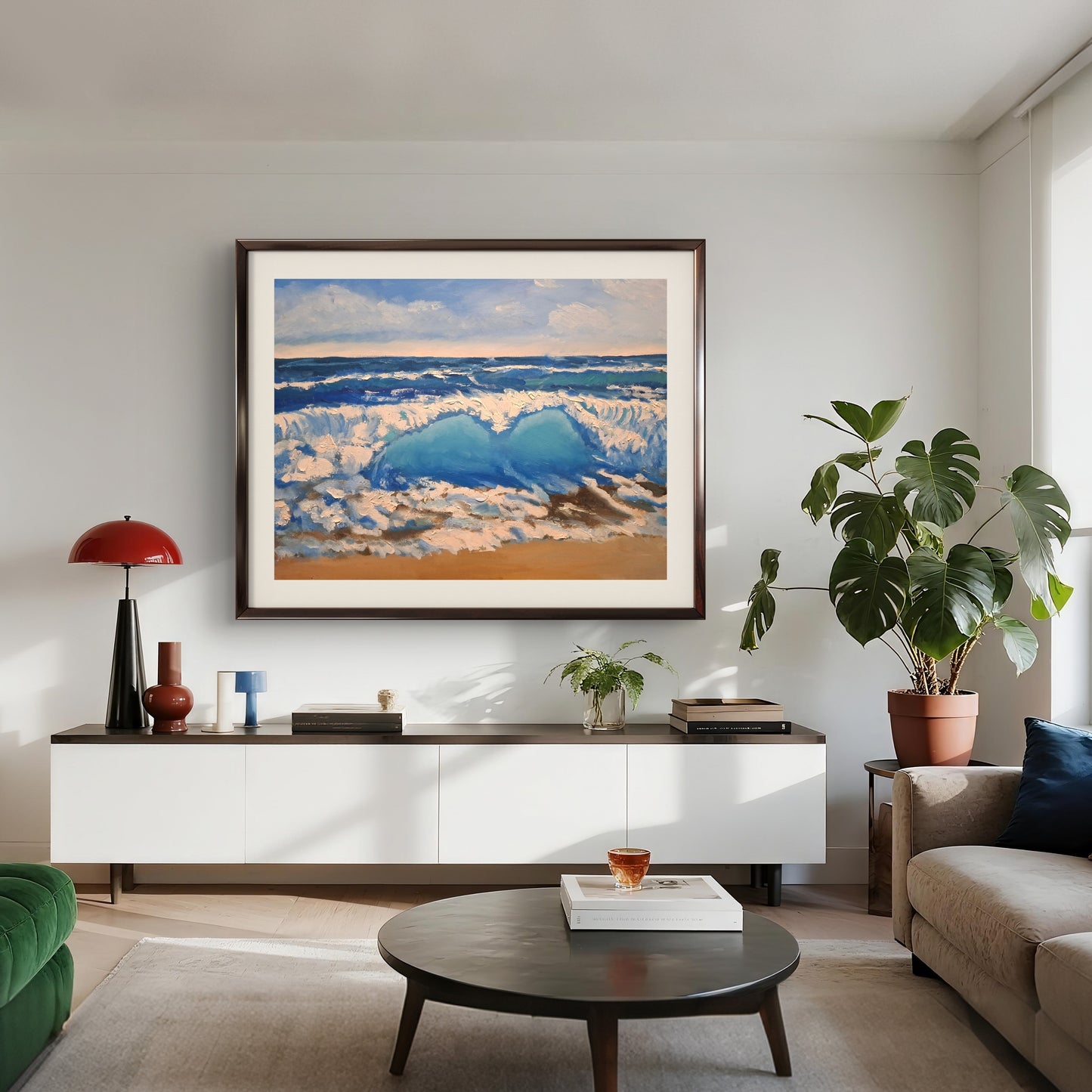 Sunny Day at the Beach - Original Oil Painting 23.5x16.5 Canvas