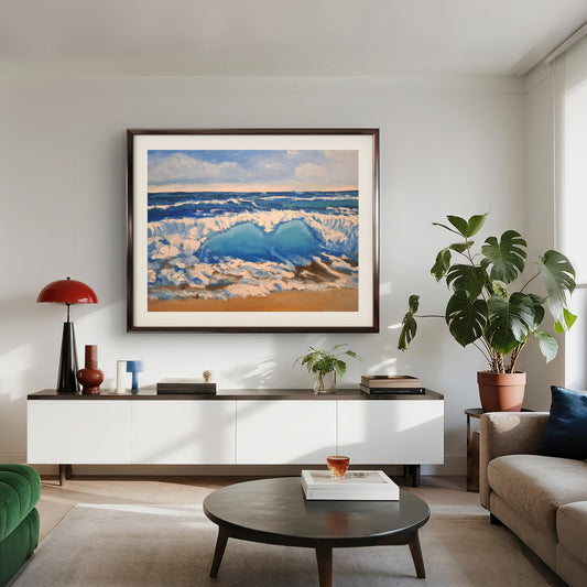 Sunny Day at the Beach - Original Oil Painting 23.5x16.5 Canvas